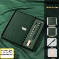 Ensemble cadeau promotionnel personnalisé en cuir avec reliure à point de selle, carnet A5, stylo, chargeur, clé USB, couleur personnalisée pour entreprise