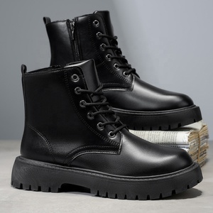 BAEWOON MB10 Bottes Martin tendance de haute qualité pour hommes, polyvalentes, montantes, noires, décontractées, en cuir, style sport - Product Image 4