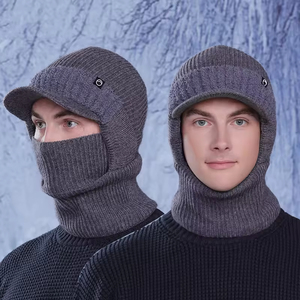 Balaclava en tricot côtelé personnalisé avec logo, visière intégrée, coupe-vent <span class=keywords><strong>thermique</strong></span>, masque intégral pour homme, idéal pour le ski et l'hiver - Product Image 5