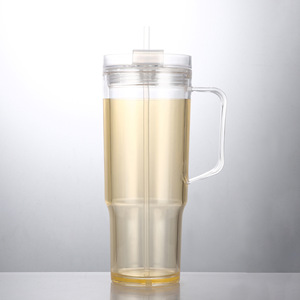 Nouveau style – Gobelet isotherme réutilisable de 40 oz en plastique transparent <span class=keywords><strong>avec</strong></span> poignée et couvercle, idéal pour la bière, les paillettes et le <span class=keywords><strong>verre</strong></span> transparent DIY - Product Image 3