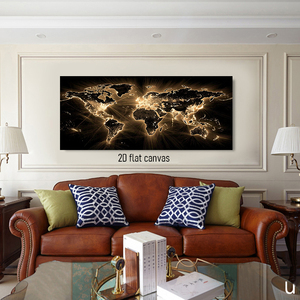 Mapa del Mundo en Tela Negra y Dorada, Arte para Colgar en la Pared, Decoración Geográfica Moderna sin Marco, Decoración para Sala de Estar, Estudio, Oficina, Entrada - Product Image 5