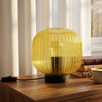 Lampe de table en verre et métal à rayures verticales ovales de style nordique de luxe, décoration intérieure pour la maison