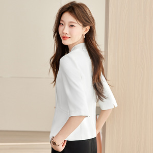 얀란 야후 연노랑 민소매 숏 블레이저 수출용 2026 봄 전문직 의상 유럽 동남아시아 인기 모델 - Product Image 3