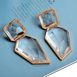 Wholesale ZA Clear And Pure Resin Drop Earrings Like Crystal Hanging Elegant Irregular Dangle Earrings Fine Jewelry For Women