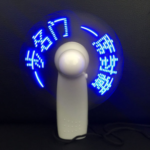 Mini LED Rechargeable Fan With Flashing Text <b>Display</b> Portable Battery Operated DC Motor Brushed Motor 50-60dB Noise Level - Product Image 1