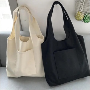 Reutilizable Eco algodón tela Shopper <span class=keywords><strong>libros</strong></span> lona chaleco bolsa <span class=keywords><strong>de</strong></span> compras mujeres estudiante comestibles lona bolsa con bolsillo - Product Image 2