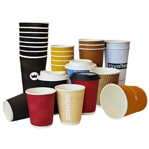 Cangkir kopi kertas dengan Logo PLA Cup Biodegradable dinding ganda tunggal cangkir kopi berlapis PLA