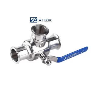 Sanitario SS304/SS316L L/T tipo valvola a sfera tri clamp valvola a sfera a 3 vie in acciaio inossidabile 3A DIN