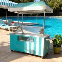 Chariot mobile commercial italien pour la vente de glaces et de gelato, avec roues, pour les entreprises de desserts en plein air, les boutiques et les événements