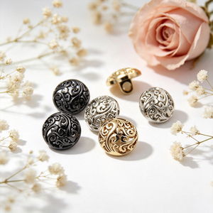 Vintage Hollow Out Round Metal <b>Buttons</b> Multi‑Tone Plated Shank Fastener <b>Buttons</b> For Jacket Blazer Clothing Accessories - Product Image 2