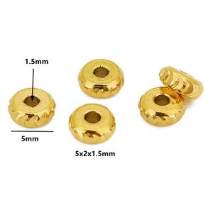 Stainless Steel Flat <b>Spacer</b> Beads Round Knife Cut Pattern 18K Gold Plated DIY Jewelry Loose Beads Wholesale Wheel Beads - Product Image 3