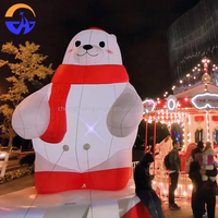 Modèle d'ours polaire gonflable de 12 pieds, lumineux, multicolore, décoratif, pour Noël, jardins extérieurs, centres commerciaux, fêtes et événements