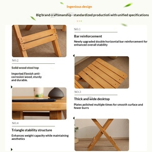 Conjunto de <span class=keywords><strong>Mesa</strong></span> y Sillas Plegables de Madera Maciza de Tres Piezas para Balcón/Patio/<span class=keywords><strong>Terraza</strong></span> - Product Image 4