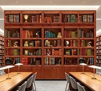 Wallpaper Rak Buku Vintage 3D Kustom, Mural Rak Buku untuk Perpustakaan, Ruang Belajar, Kantor, Dekorasi Dinding Interior