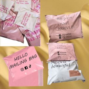 Custom LOGO Pink Mail Poli Recyclable Biodegradable Eco Friendly Poly Shipping Mailer Mailing Courier Bag - Product Image 4