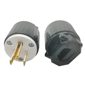 American Copper Rewireable US Wiring Plug 3P Power Converter Anti-off Straight Inline Industry Locked Plug