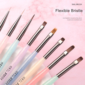 Pinceau à ongles court personnalisé avec logo, coloré, 8 mm, 12 mm, pour liner, peinture, gel de construction, motifs floraux, manucure, salon, nail art - Product Image 2
