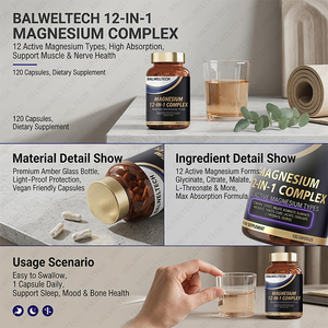 Cápsulas de Complejo de Magnesio 12 en 1 de Marca Privada OEM, Sin GMO, Favorece la Salud del Sistema Nervioso y Ósea - Product Image 5