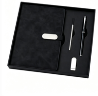 Carnet de notes promotionnel A5 en cuir PU à couverture rigide pour cadeau, journal personnalisé, ensemble stylo et carnet professionnel avec clé USB
