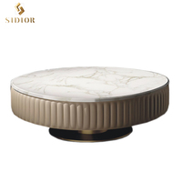 Table de thé ronde en marbre, meuble de salon moderne, Base en acier doré, Simple, en bois, finition,