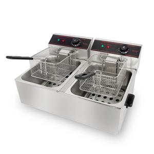 <span class=keywords><strong>Friteuse</strong></span> électrique commerciale de haute qualité, 2x cuve 6l + 6l, en acier inoxydable, avec Double panier, pour Chips, pommes de terre - Product Image 2