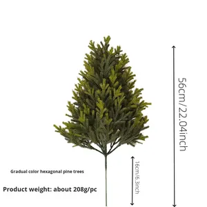 نبات اصطناعي أخضر للزينة، شجرة صغيرة بأسلوب الغابة من البلاستيك، منظر طبيعي مصغر يدوي الصنع صديق للبيئة، 53 سم، لعيد الميلاد - Product Image 6