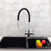À la mode Commercial Pull Down Robinet De Cuisine Chrome 3 Voies Pull Out Évier Mélangeur Robinets De Cuisine Pull Down Chrome Plaqué Robinet