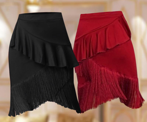 2025 falda de baile latino con borlas para niñas, venta al por mayor, traje de baile latino de manga larga para práctica de adultos - Product Image 5