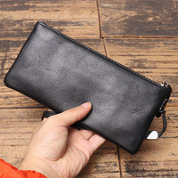 Dompet Kulit Sapi Asli Tipis Baru Grosir, Dompet Koin Kulit Lembut Kapasitas Besar Tas Ponsel untuk Pria Wanita
