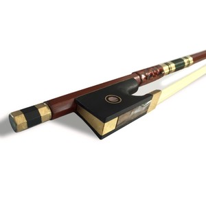 Accessoires d'instruments à cordes professionnel jouant archet de violon sculpté en ébène de <span class=keywords><strong>soie</strong></span> dorée en bois brésilien - Product Image 5