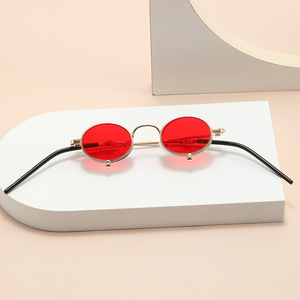 Gafas de Sol Redondas Vintage de Moda, Protección UV400, Montura Completa, Metal Negro, Ligeras, Unisex, Estilo Hip Hop - Product Image 2