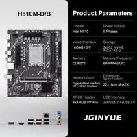Carte mère de jeu JGINYUE H810M-D/B M-ATX pour PC, DDR5, prend en charge les processeurs LGA1851 Pin Core Ultra série 200