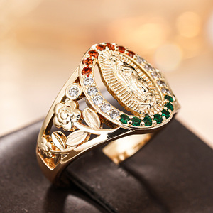 Anillo Católico con Cruz A118 con Circonita Cúbica Engastada, Joyería de Moda Unisex, Regalo para Ocasiones Religiosas - Product Image 6