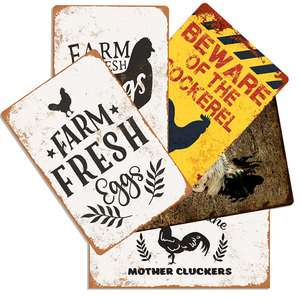 Poster in metallo segno di latta Vintage decorazione murale Custom metallo segno di pollo FRAM uova fresche casa piastra metallica animale segnale di avvertimento - Product Image 2