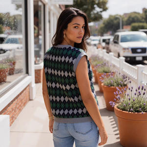 विंटेज Jacquard आर्ययल बटन v-गर्दन वाली बनियान महिलाओं <span class=keywords><strong>2026</strong></span> वसंत की नई शैली ढीली फिट यूरोपीय अमेरिकी शैली बहुमुखी शीर्ष - Product Image 5