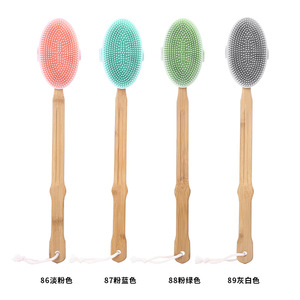 Silicone Bath Brush Oval Shape With Handle For Back Massage And Shower Use - Product Image 4