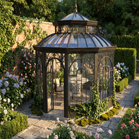 Serre de jardin en fer forgé sur mesure avec toit en polycarbonate et verre Low-E isolant pour projets extérieurs – Vente en gros