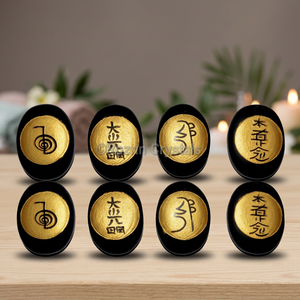 Best Seller Good Quality Black Jasper Reiki Engraved Set Rozrincrystals.com Model Rkset-07 From Gujarat - Product Image 3