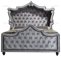 Ensemble de meubles de chambre au design traditionnel français, idéal pour appartement, lit à hauteur réglable, structure en bois massif, rangement en tissu