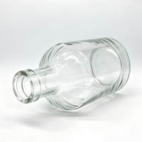 Botol Kaca Transparan untuk Liquor Gin Whisky dengan Tutup, Finishing Matte Acid Etch Kustom, Ukuran 500ml 700ml 750ml