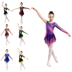 Ropa de baile de entrenamiento para niños de 6 a 16 años, ropa de actuación de baile para niñas, gimnasia rítmica, patinaje artístico, vestidos de baile lírico - Product Image 1