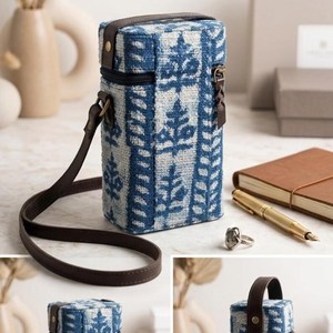 Sac bandoulière pour téléphone en tissu imprimé à la main, style bohème, pochette de voyage artisanale, export Inde - Product Image 3