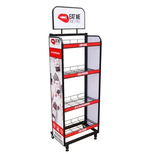 Black Metal Wire Mesh Display Stand Hot Sale Display Shelf For Supermarket With Caster Display Racks