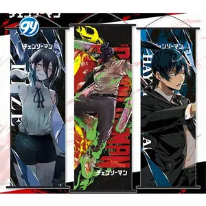GY 70*25CM kanvas Manga spanduk seni bendera kartun menggantung gambar gergaji mesin Poster pria gulungan dinding Anime