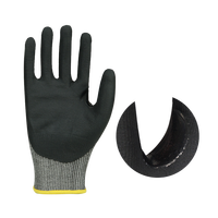 Good Flex 15G Nylon Spandex Gants de sécurité au travail Noir NBR Palm Enduit Sandy Nitrile Hommes Gants de travail acharné