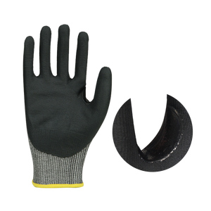 Good Flex 15G <span class=keywords><strong>Nylon</strong></span> Spandex Guantes de seguridad en el trabajo Negro NBR Palm Coated Sandy Nitrile Hombres Guantes de trabajo duro - Product Image 5
