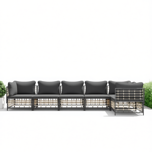 Set Lounge da Giardino Antracite con Struttura in Metallo e Cuscini, Arredamento da Esterno 6 Posti, Design Contemporaneo - Product Image 1