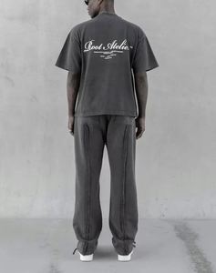 RQ Men's Casual Street for Tide Pants Custom 100% Cotton Loose Waist with Joker Tied <b>Rope</b> Design Mid Waist Fit - Product Image 3