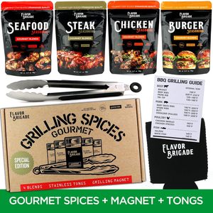 Flavor Brigade Set <span class=keywords><strong>de</strong></span> Especias Gourmet para Asar - Accesorios para BBQ, Condimentos para Ahumador, <span class=keywords><strong>Sin</strong></span> <span class=keywords><strong>Gluten</strong></span>, 100% Natural, Lote Pequeño con Tapa - Product Image 2