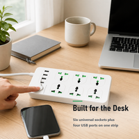 Soket Standar Inggris Versi Internasional Hong Kong Kabel Ekstensi Universal Lubang Bulat Gaya AS 4 Port USB 1 Port Tipe-C Lightning